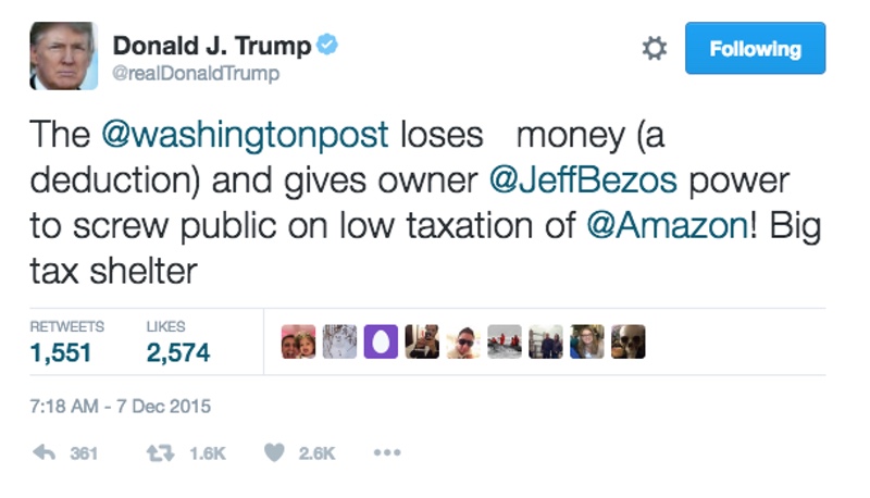 Trump Takes Credit For New Amazon Jobs, Forgets He Called The Company A ‘Big Tax Shelter’