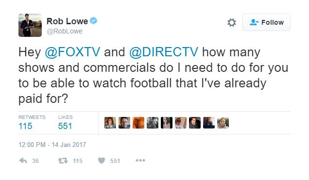 Former DirecTV Spokesman Rob Lowe Calls Out DirecTV For Being Terrible