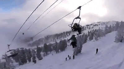 Watch A Skier Almost Hit People On A Ski Lift While Doing A Double Backflip