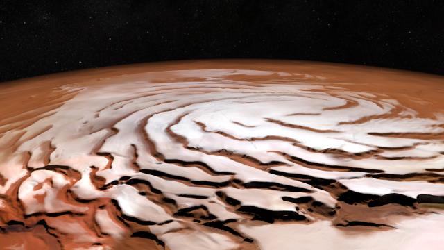 Mars’ Northern Ice Cap Looks Like A Gigantic Cinnamon Bun