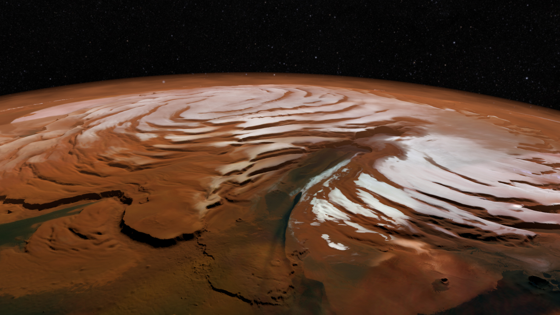 Mars’ Northern Ice Cap Looks Like A Gigantic Cinnamon Bun
