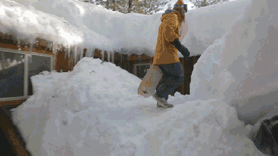 Watch A Pro Snowboarder Utterly Destroy His Own Front Yard