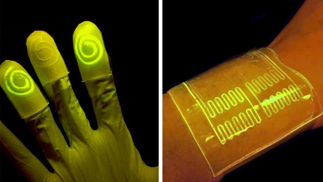 These ‘Living’ Gloves Glow When You Touch Certain Chemicals