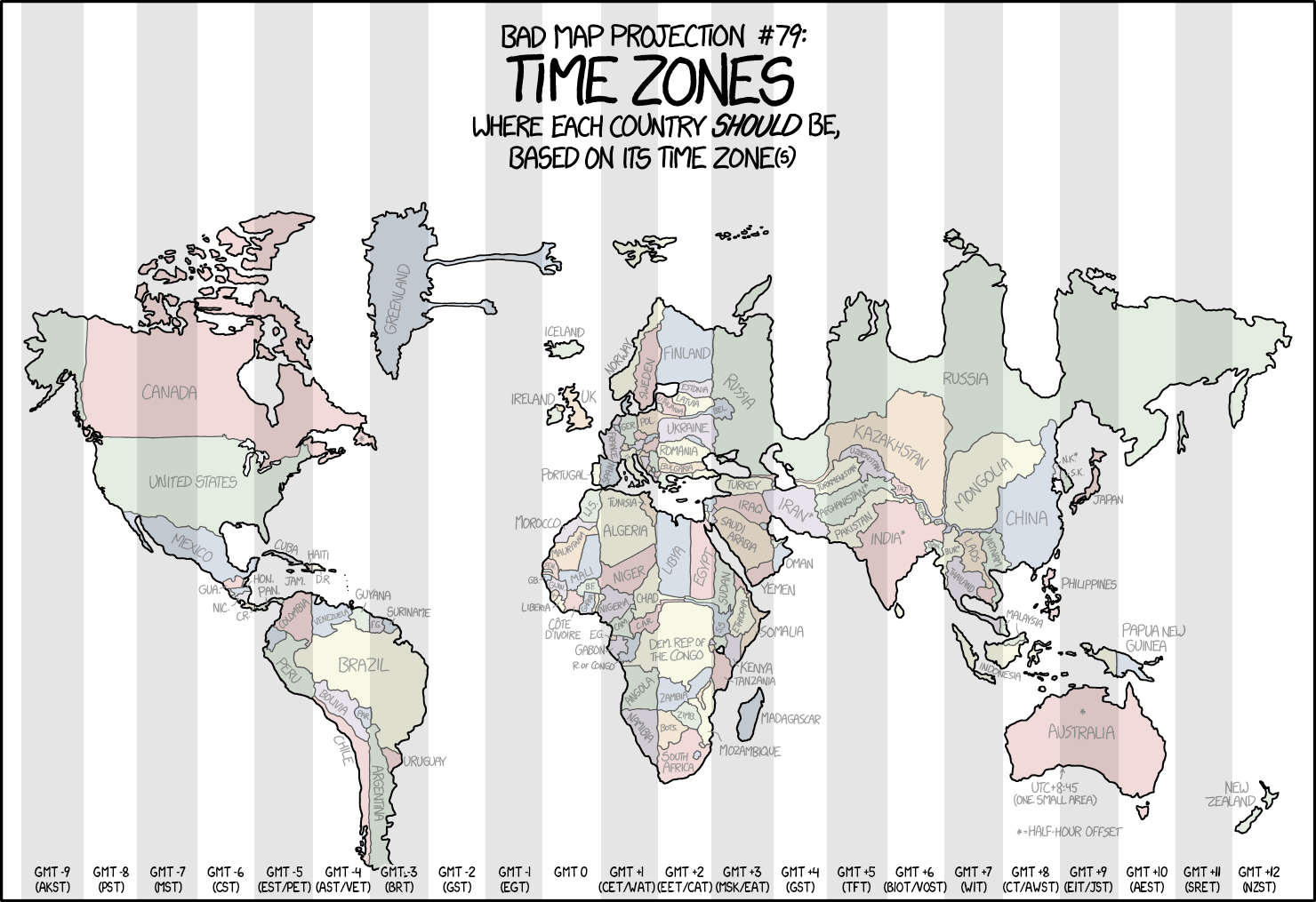 Distorted Map Shows Each Country Forced Into Its Time Zone