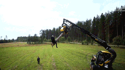 Riding A Logging Machine Like A Rodeo Bull Is The New Definition Of Terror