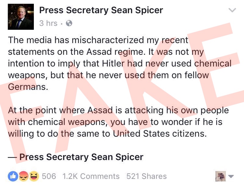 That Viral Sean Spicer Apology About ‘Fellow Germans’ Is Totally Fake
