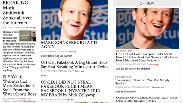 Harvard’s Student Paper Is Drunk And Taking Potshots At Mark Zuckerberg