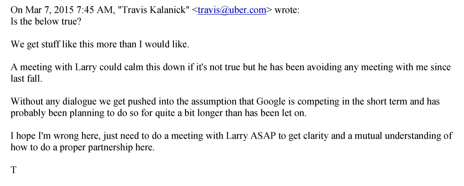 Emails Show Travis Kalanick Worried For Years About Google’s Self-Driving Car Efforts