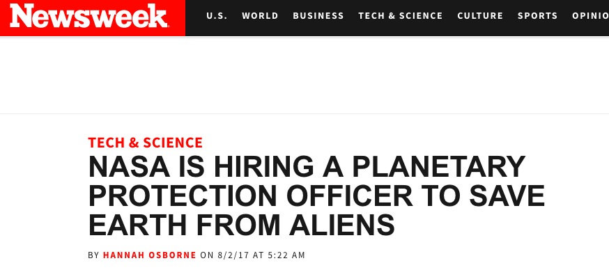 NASA Isn’t Hiring Someone To Stop An Alien Invasion