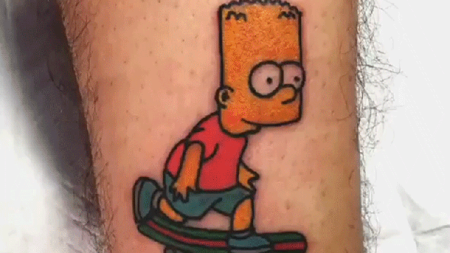 A Tattoo Artist Inked 19 Different People To Create This Bart Simpson Flipbook