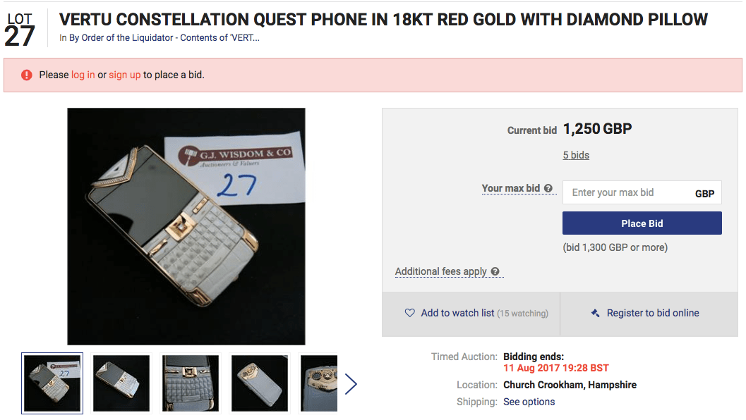 Vertu Is Now Auctioning Off Its Crappy Gold Phones For Cents On The Dollar