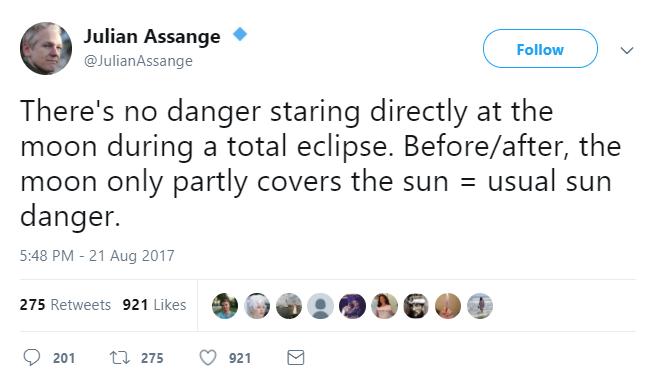 Julian Assange, Eclipse Truther