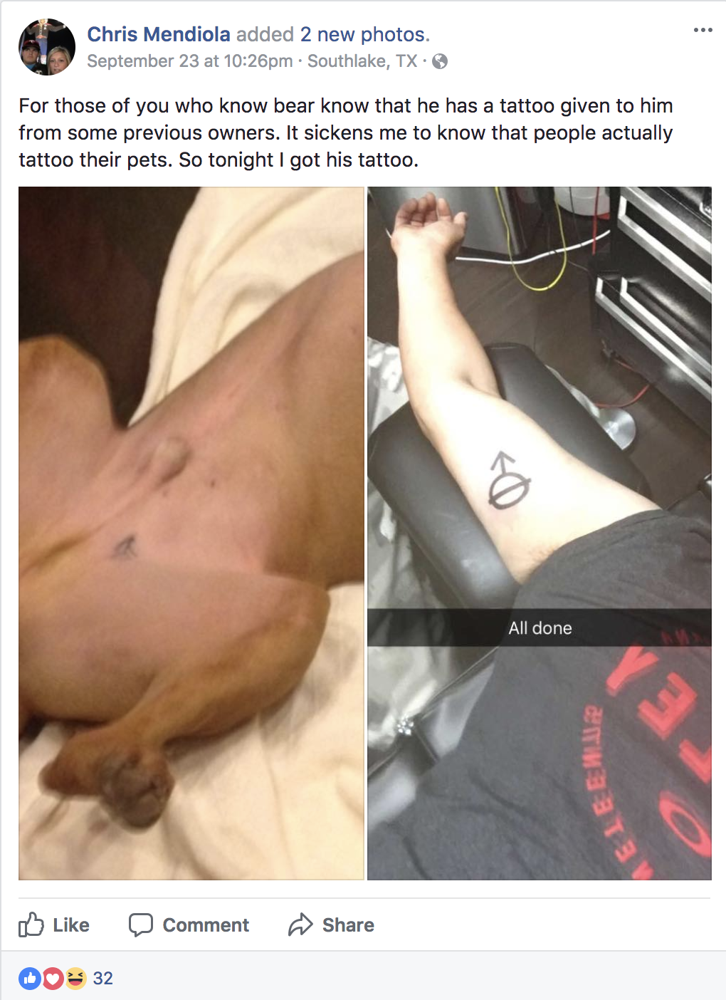 Man Who Got The Same Neuter Tattoo As His Dog Doesn’t Care About The Haters