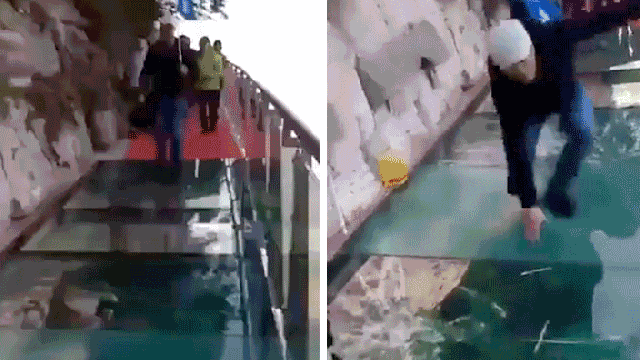 This Fake Cracking Effect On A 1180-Metre High Glass Skywalk Might Be The Meanest Prank Ever