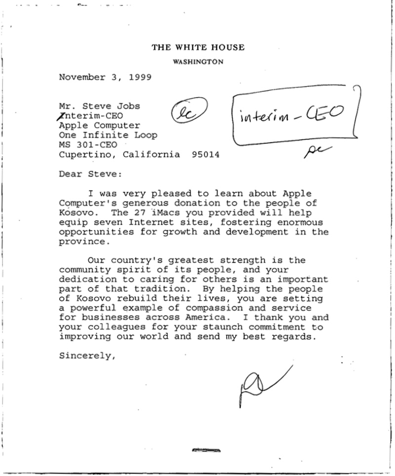 Newly Released Files Show Steve Jobs Gave US President Clinton Unsolicited Cabinet Recommendations