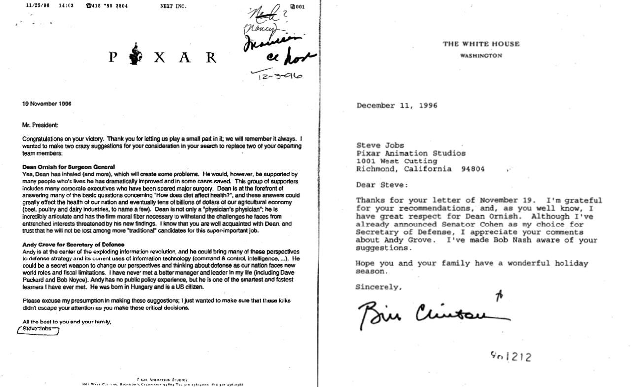 Newly Released Files Show Steve Jobs Gave US President Clinton Unsolicited Cabinet Recommendations