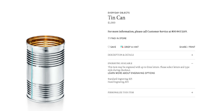 Why Buy An iPhone X When You Can Pay Tiffany & Co. $1300 For A Tin Can?