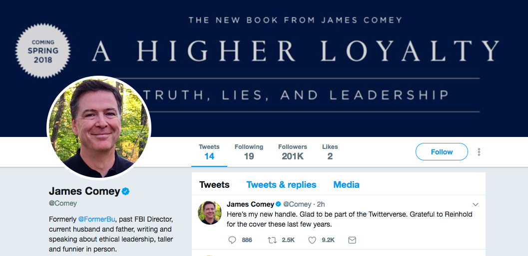 James Comey Goes Legit On Twitter Just In Time To Promote His New Book