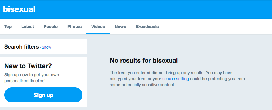 Twitter Blocked ‘Bisexual’ Searches Because It Was Using A List Of Words Linked To Porn