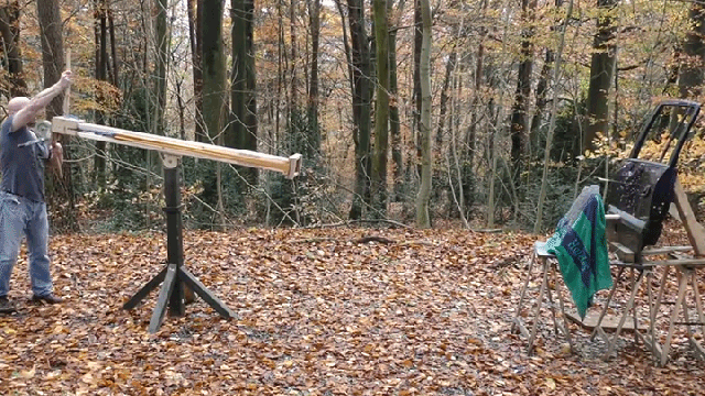 YouTube’s Craziest Inventor Built A Giant Sword-Launching Slingshot