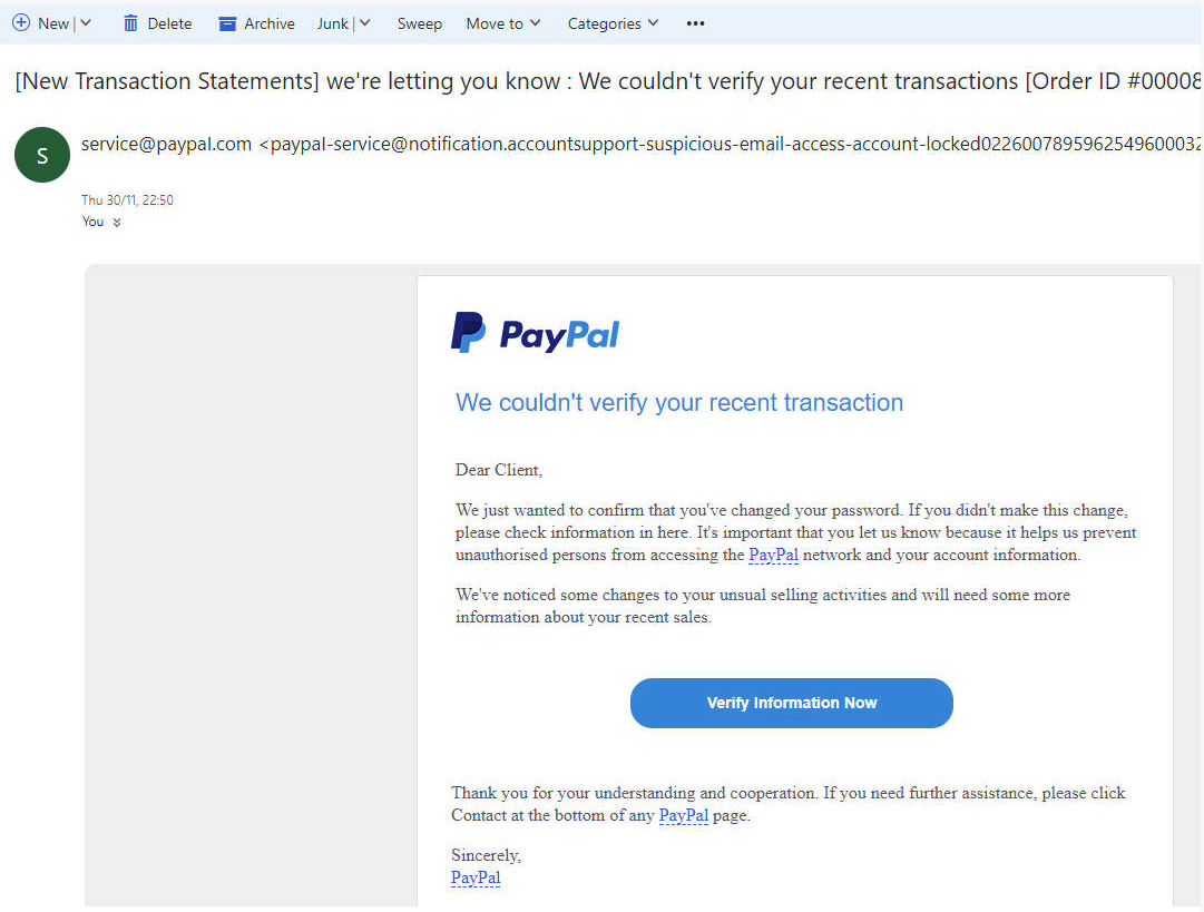 And Here’s Another PayPal Phishing Scam You’ll Want To Avoid