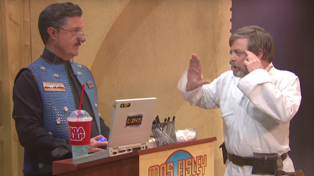 Mark Hamill Plays A Desperate Luke Skywalker On The Late Show With Stephen Colbert