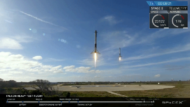 The Falcon Heavy’s Boosters’ Landings Made Twin Triple Sonic Booms And They’re Loud As Hell