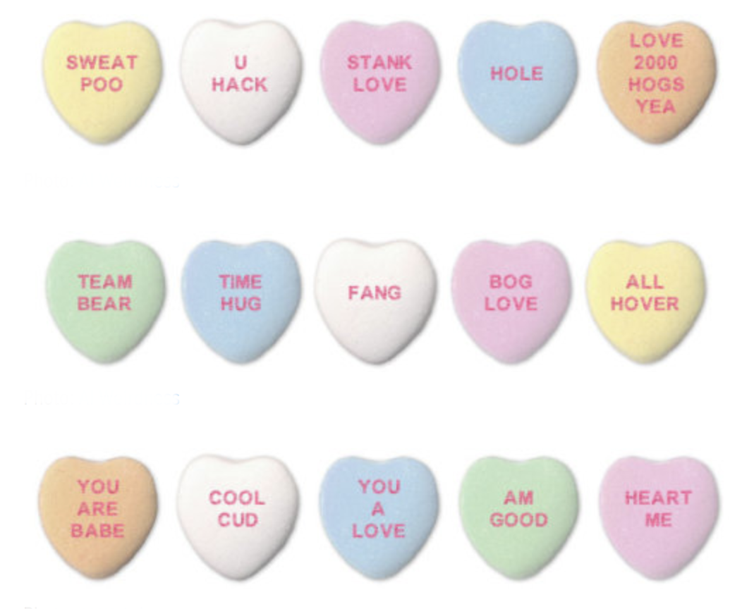 AI-Generated Conversation Heart Messages Let Your ‘Sweat Poo’ Know It’s ‘Time 2 Wank’