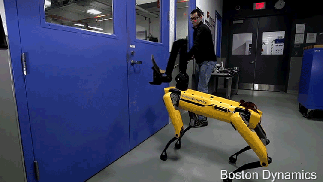 A Guy With A Hockey Stick Is The Only Thing Stopping Door-Opening Robots From Escaping