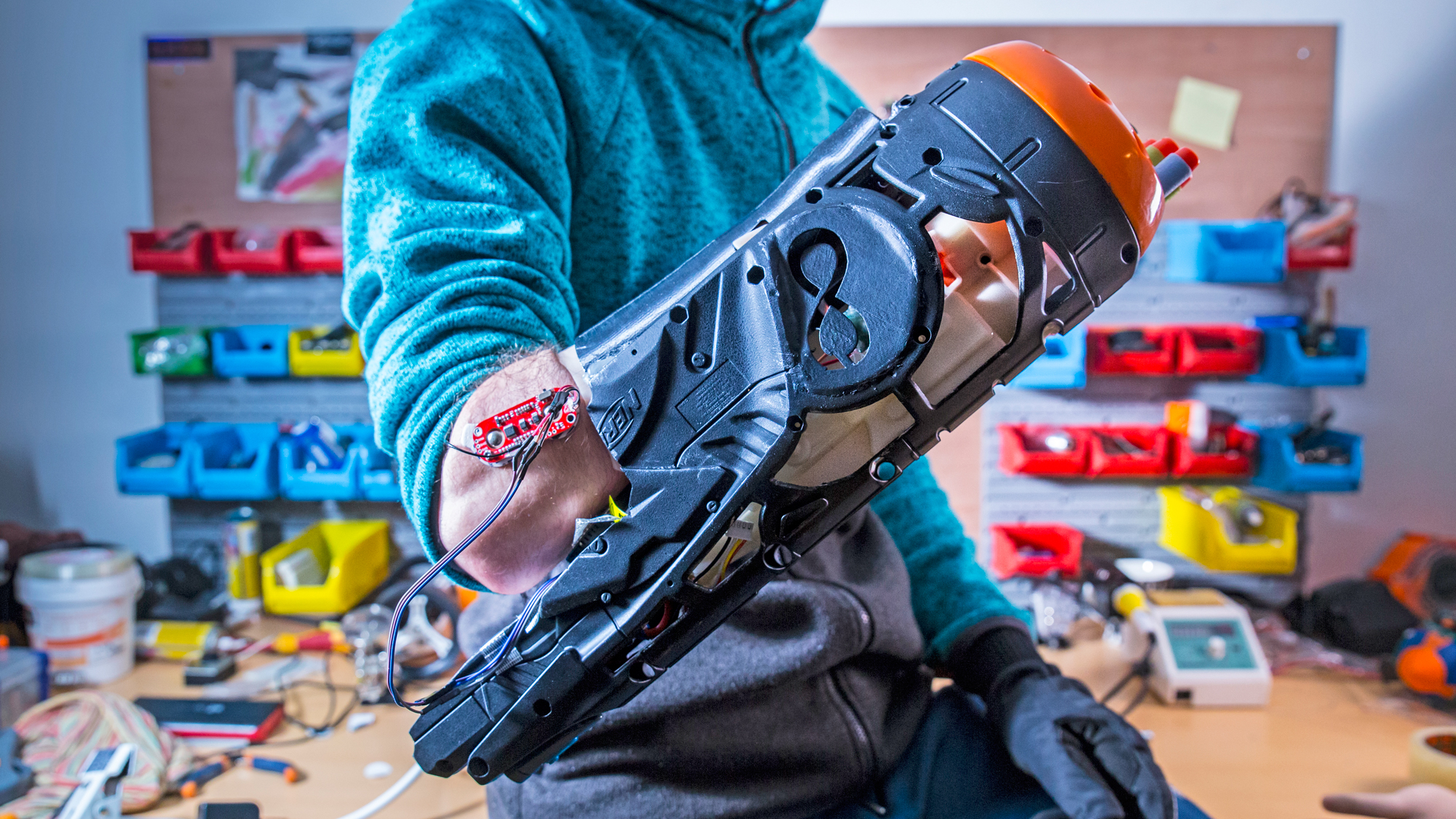These Hackers Built A Prosthetic Nerf Blaster That Can Be Fired By Flexing Arm Muscles