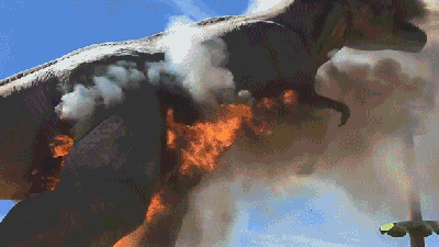 T-Rex Catches Fire At Amusement Park Despite The Fact That Real Dinosaurs Were Rarely On Fire