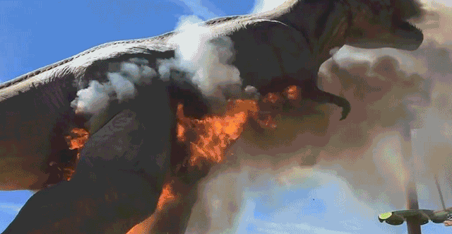 T-Rex Catches Fire At Amusement Park Despite The Fact That Real Dinosaurs Were Rarely On Fire