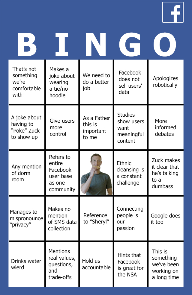 Here’s A Bingo Card To Play While Mark Zuckerberg Spews Garbage On Capitol Hill
