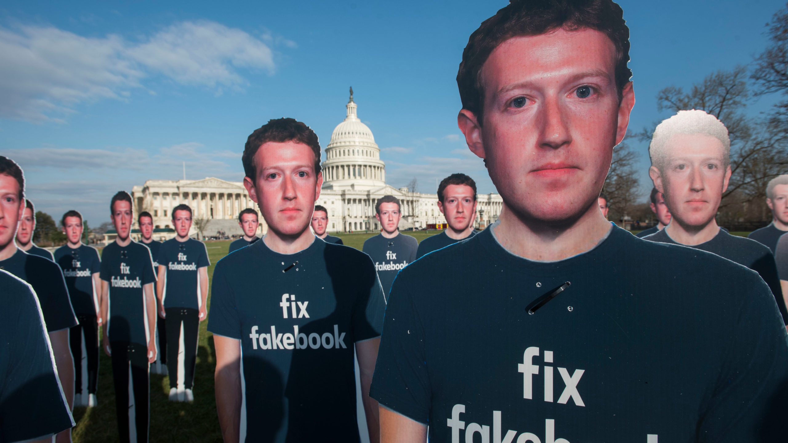 Army Of Cardboard Mark Zuckerbergs Mock Facebook CEO From Capitol Lawn