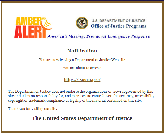 The US Department Of Justice’s Amber Alert Website Is Redirecting Visitors To Hardcore Porn And It’s Worse Than We Thought