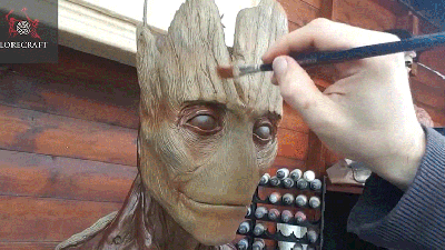 Watch A Gorgeous Groot Sculpture Grow From A Lifeless Lump Of Clay Into Your Favourite Badass Tree