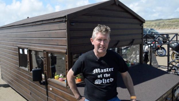Extremely English Man Races Shed. Sets New Land Speed Record