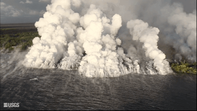 This Footage Of Kilauea Lava Pouring Into The Ocean Is Completely Bananas