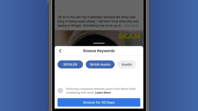 Facebook Is Testing A Snooze Feature That Lets You Silence Topics In Your Feed