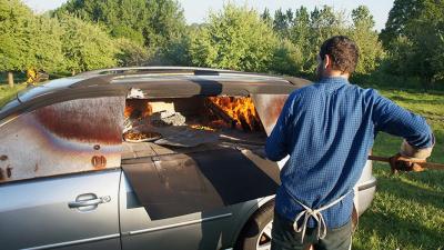 This Artist Modded A Car Into A Woodfire Pizza Oven