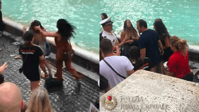 Tourists Vying For Perfect Selfie Spot Brawl At Rome’s Trevi Fountain
