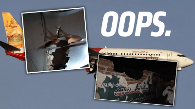 Boeing 737 Flies Through Brick Wall, Smashes Tower On Takeoff, Keeps On Flying