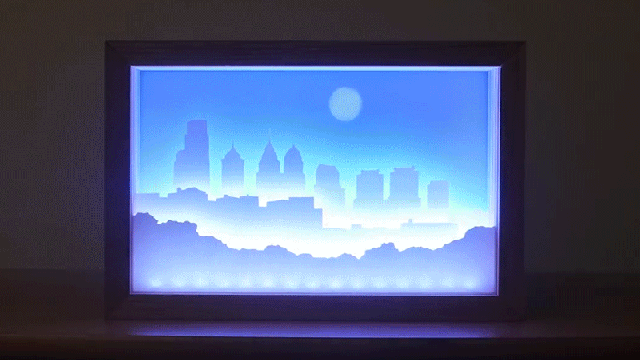 This Custom-Built Clock Tells Time With A Glowing City Skyline