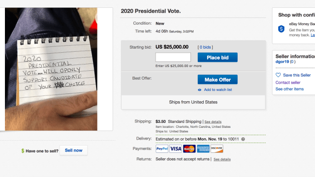 PSA: Don’t Sell Your Vote On eBay Like This Person Is Doing