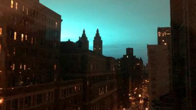 Blue Light Appears Above New York After Transformer Explosion At Con Edison Plant In Queens