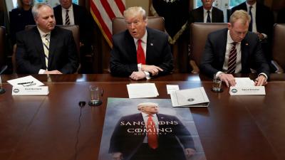 Trump’s Absurd Game Of Thrones Poster Is Now Real And Making Appearances At Meetings