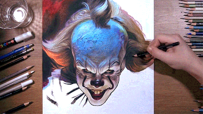 Watch This Illustration Of Pennywise Come To Life Right Before Your Eyes, And Then Run Screaming