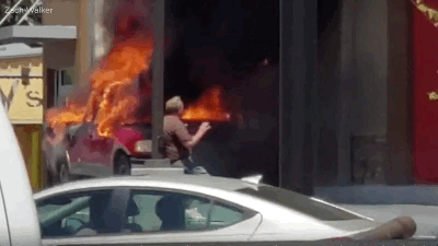 Burning Propane Tank In Pickup Explodes In Drive Thru