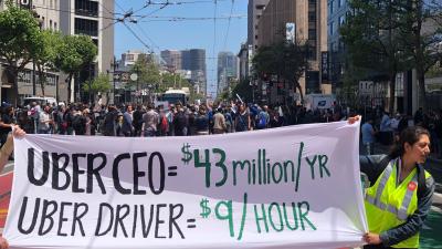 Outside Uber HQ, Drivers Demand A Cut Of The Riches