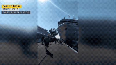 Watch A Massive Cruise Ship Wipe Out A Venice Dock